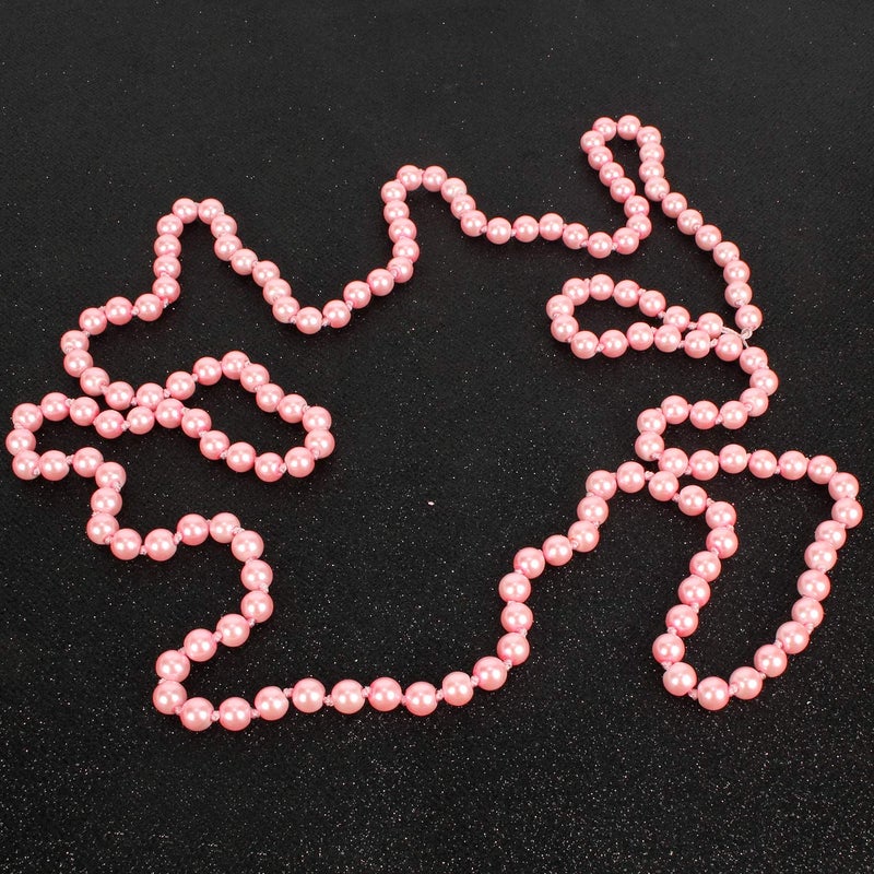 KOSMOS-LI 1920s Retro Faux Pearls Pink Beads Cluster Long Pearl Necklace 58" for Women Jewelry - Image 2